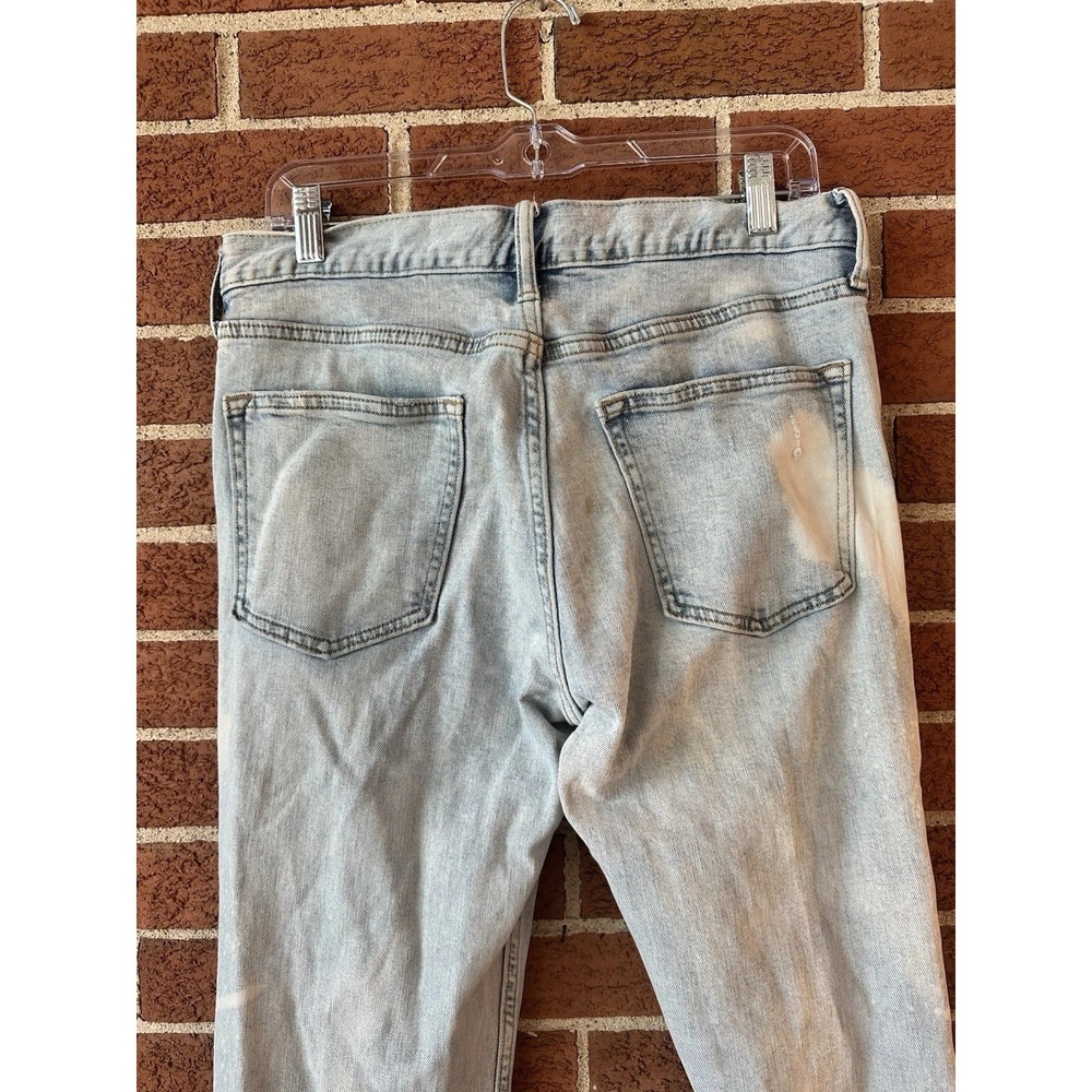 Old Navy Men Built-In Flex Skinny Jeans 32x32 Light Bleach Wash Distressed Denim